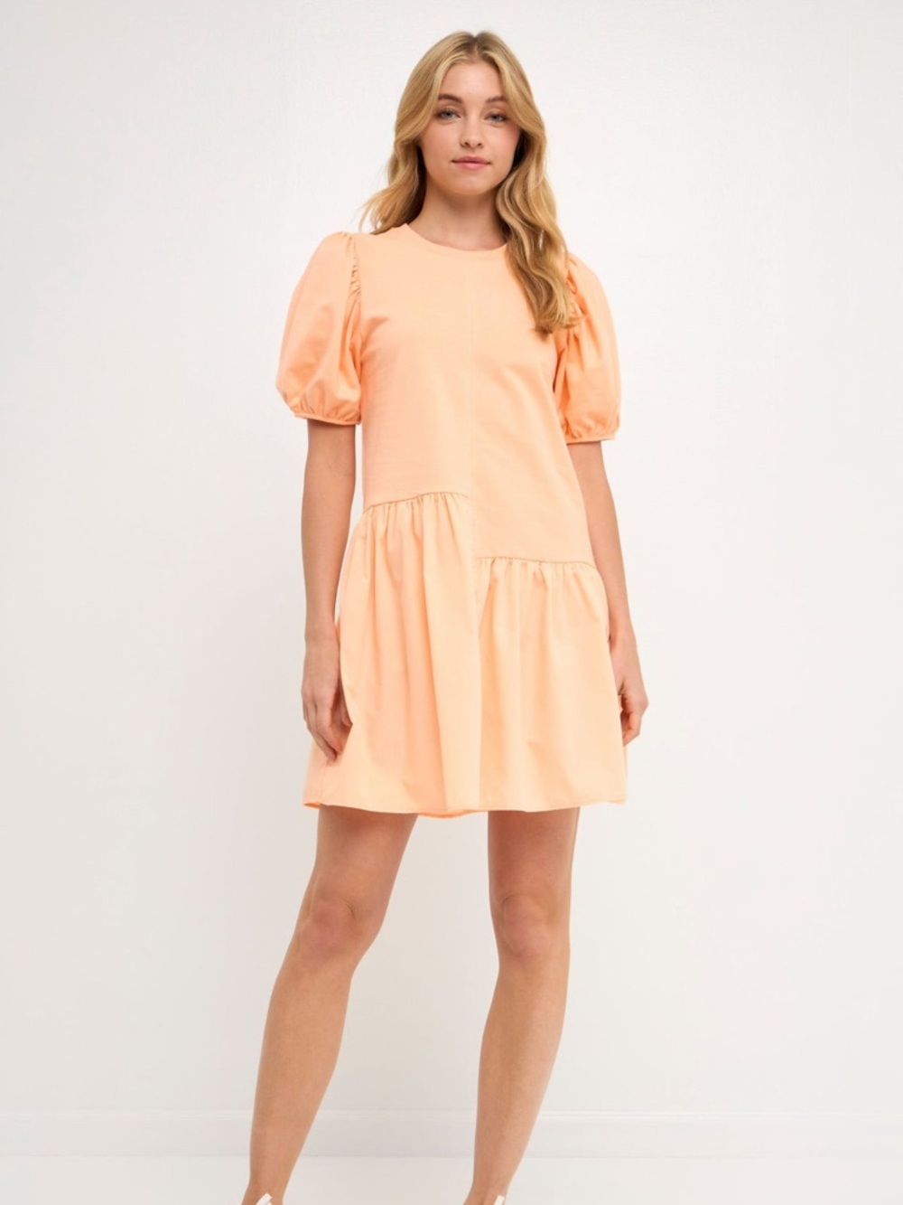 English Factory Mixed Media Coral Mini Dress